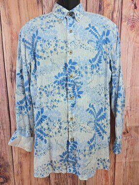 Tommy Bahama Mens Blue Floral Shirt Large